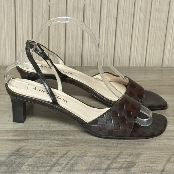 Ann Taylor Brown Woven Leather Open Toe Slingback Sandal Women’s Size 7.5M - Picture 1 of 9